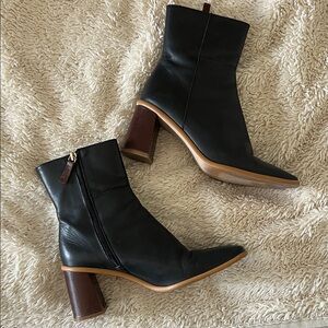 Alohas West Black Vintage Black Leather Ankle Boots